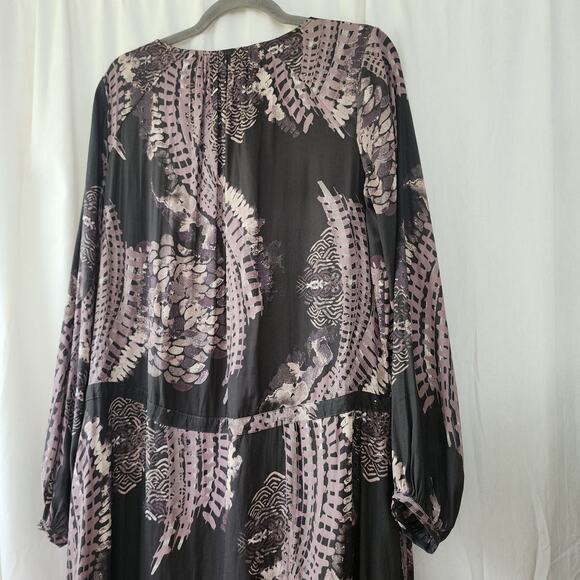 Free People Maxi Dress Raven Out Of The Woods Combo Gray Purple Dress S Boho - Picture 12 of 12